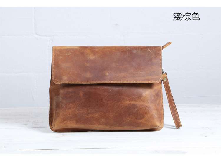 復古瘋馬皮休閒男包 頭層牛皮郵差包 手工休閑牛皮個性單肩包 真皮斜挎包 IPAD包包 真皮包包