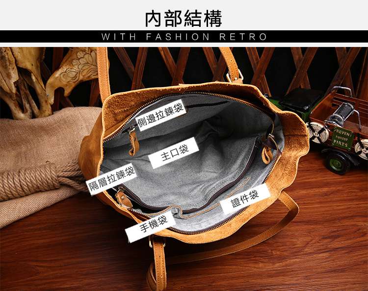 高檔瘋馬皮托特包 頭層牛皮手工購物手袋 真皮女用托特包 女式手提包 真皮女包  真皮包包