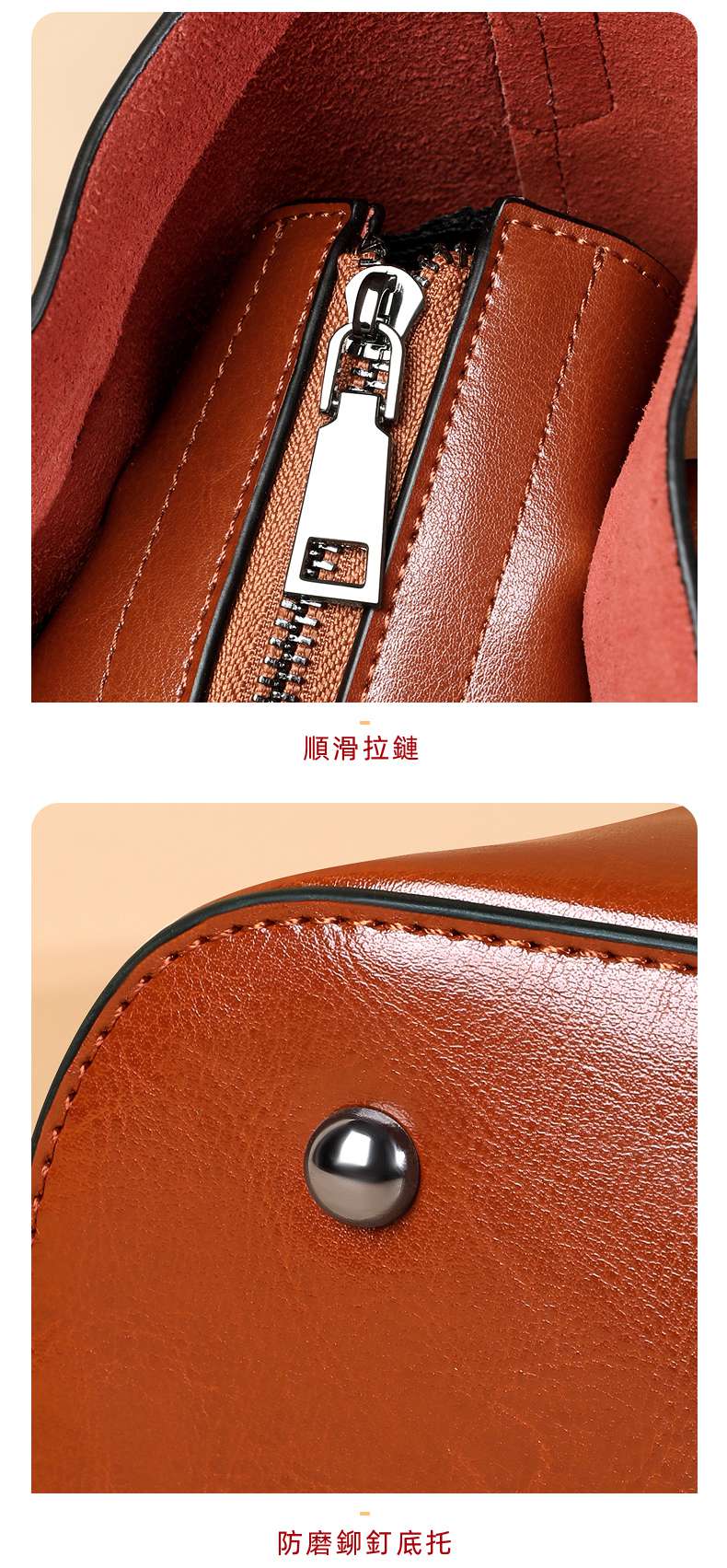 歐美風真皮托特包 油蠟牛皮購物手袋 真皮休閑女包 簡約時尚大包包 大容量牛皮子母包手提單肩包 真皮女包  真皮包包