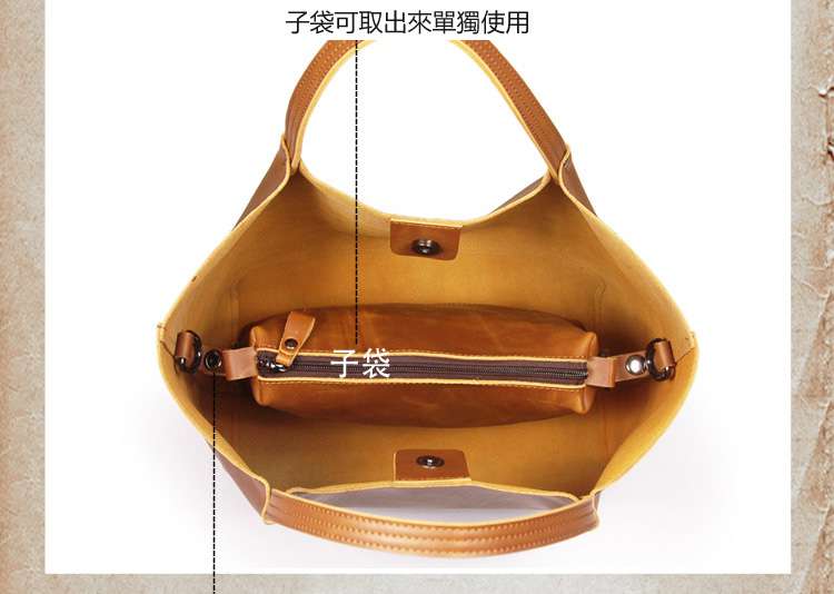 新款真皮托特包 頭層牛皮子母包 瘋馬皮女士手提包 真皮單肩包斜挎包 軟皮休閑大包包  真皮包包