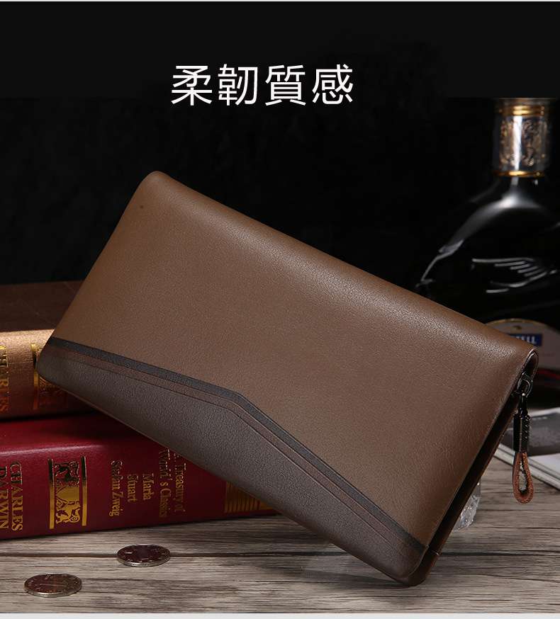 新款高端真皮男包 頭層牛皮男士手拿包 男式真皮手拿包 大容量真皮手抓包 長款皮夾 真皮包包