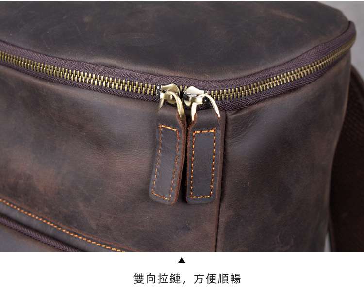 高檔復古瘋馬皮水桶後背包 大容量頭層牛皮雙肩後背包 真皮水桶包 瘋牛皮旅行包 真皮包包