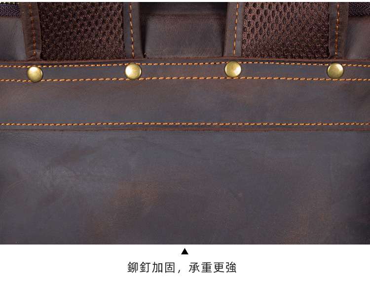 高檔復古瘋馬皮水桶後背包 大容量頭層牛皮雙肩後背包 真皮水桶包 瘋牛皮旅行包 真皮包包