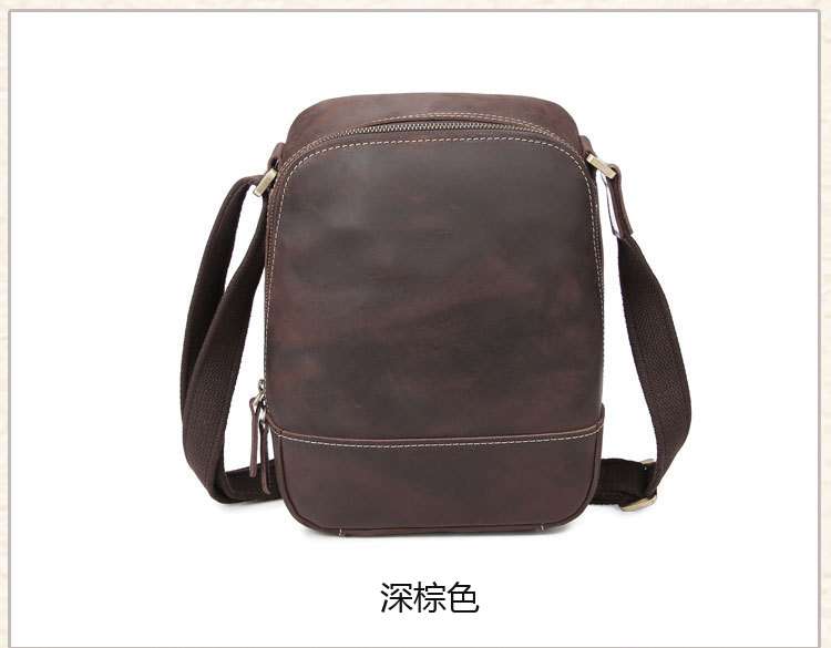 新款復古休閑小包包 百搭頭層瘋馬皮單肩包 真皮斜跨包小包 手工真皮牛皮男包 IPAD包包 真皮包包