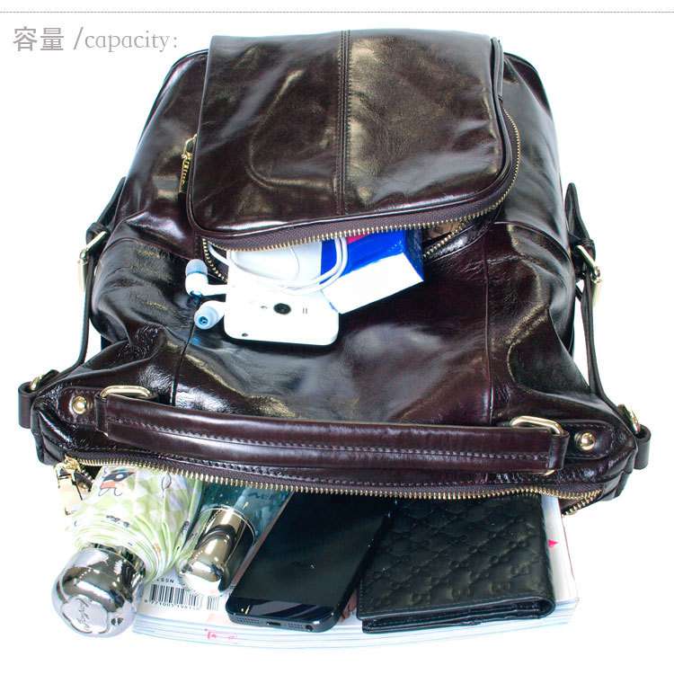 新款多功能手提包 雙肩後背包 真皮多用包 頭層牛皮斜背包 女用真皮雙肩包 一包多用  真皮包包