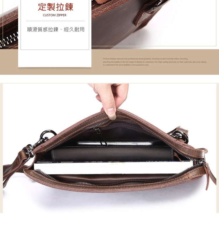 新款復古瘋馬皮手拿包 頭層牛皮男士公文包包 瘋牛皮IPAD包肩背斜背包 手包信封包 真皮包包