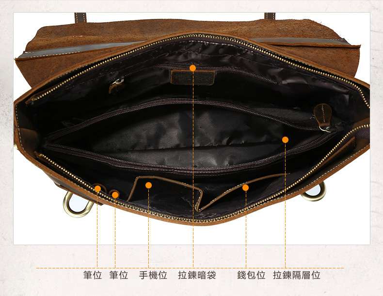 歐美復古瘋馬皮公事包 頭層牛皮手提包 真皮商務包 男士郵差包 瘋牛皮肩背側背斜跨包  真皮包包