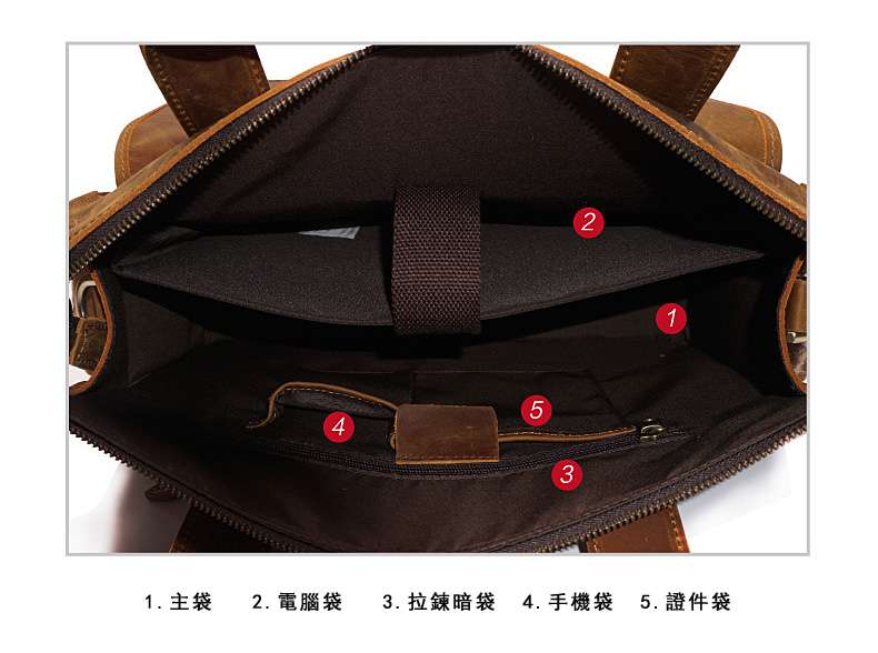 男士手提包 頭層復古瘋馬皮手工包 真皮商務公事包 瘋牛皮單肩斜挎包 公文包電腦包 真皮包包