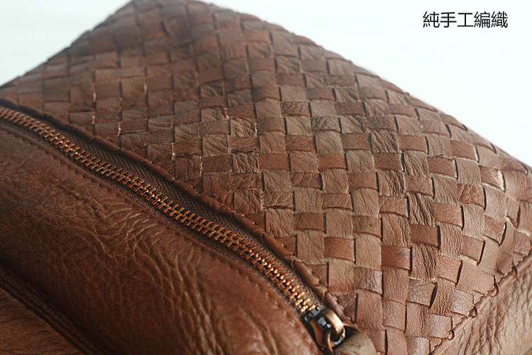 新款純手工編織後背包 頭層牛皮雙肩背包 真皮女式旅行包 頭層植鞣牛皮復古擦色背包 真皮包包