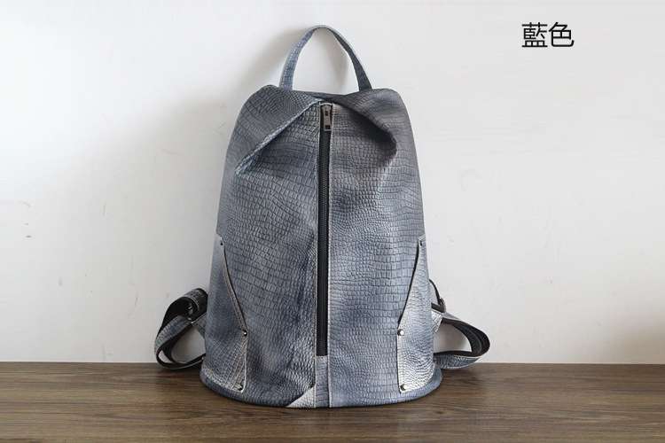 手工噴色復古後背包 懷舊雙肩背包 頭層牛皮女式雙肩後背包 韓版真皮旅行背包 原創女包 真皮包包