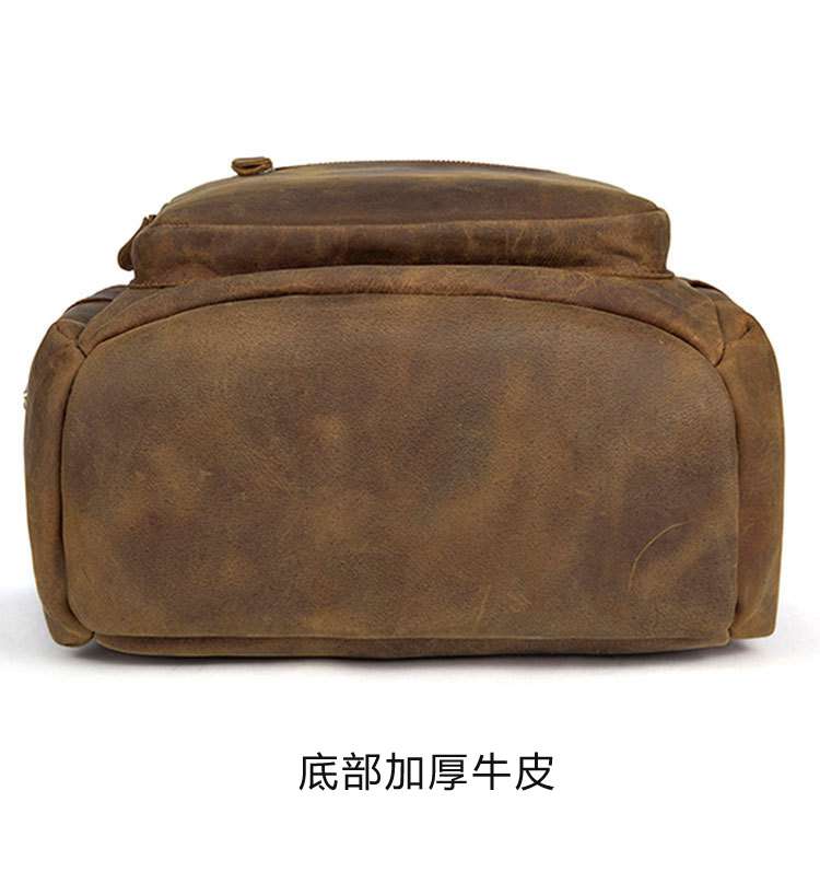 歐美大容量瘋馬皮雙肩後背包 真皮男包 頭層牛皮男士雙肩包 瘋牛皮行李包男式背包旅行包 真皮包包