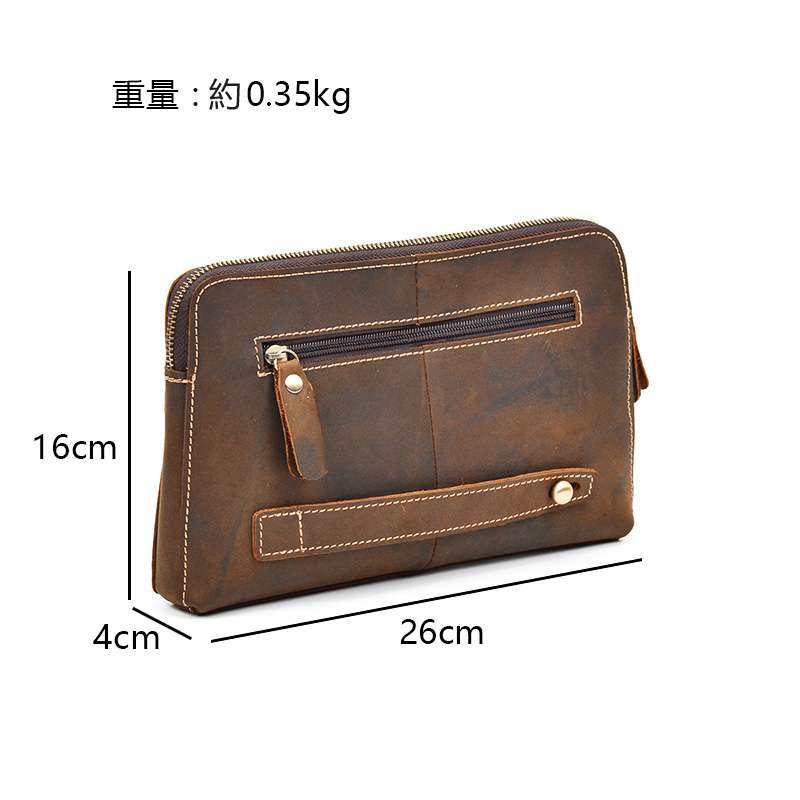 復古真皮手拿包 商務手包 瘋馬皮手機包 頭層牛皮手抓包錢包 iPad mini包包 真皮包包