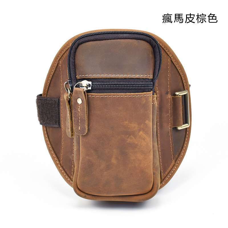 新款真皮運動臂包 瘋馬皮戶外跑步臂包 真皮休閑手機包 頭層牛皮時尚手機保護包 真皮包包