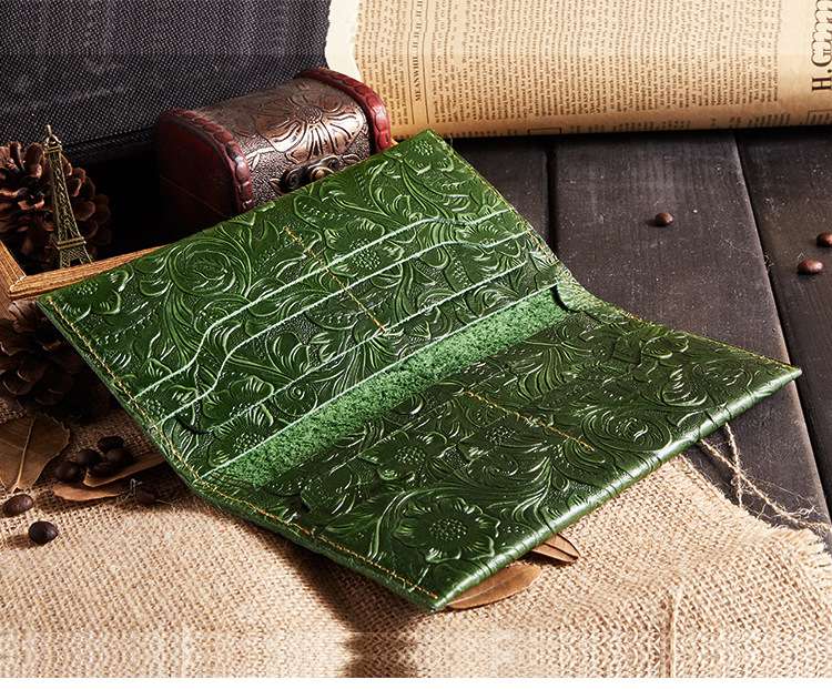 新款真皮零錢包 花紋長款皮夾 休閑頭層牛皮皮夾 花紋手抓包 長款女士錢包錢夾 真皮包包