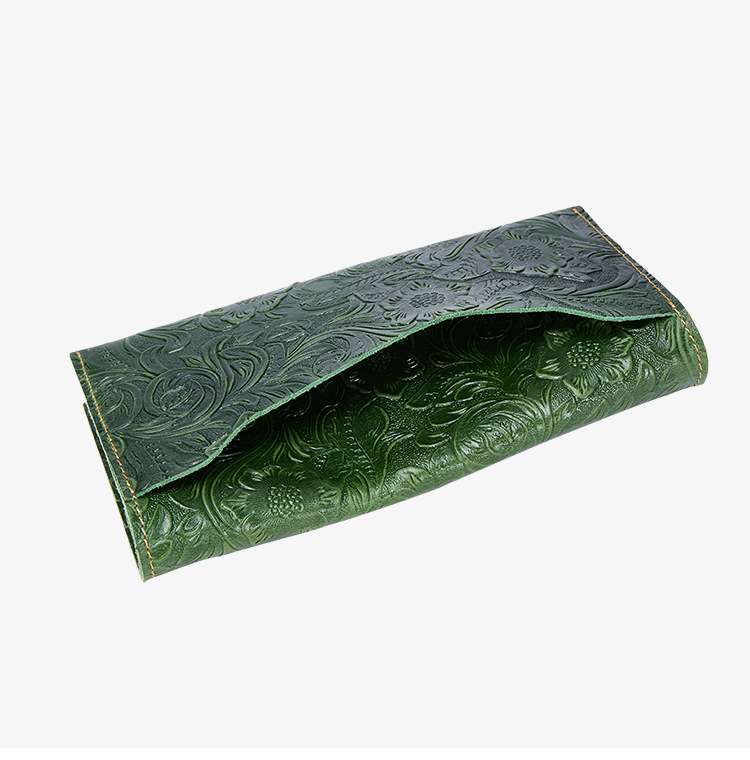 新款真皮零錢包 花紋長款皮夾 休閑頭層牛皮皮夾 花紋手抓包 長款女士錢包錢夾 真皮包包