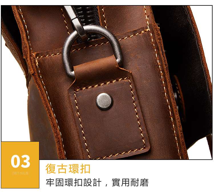 新款韓版瘋馬皮手提包 頭層牛皮公事包 時尚真皮男包 瘋牛皮復古商務包公文包 男士單肩背包斜挎包 真皮包包