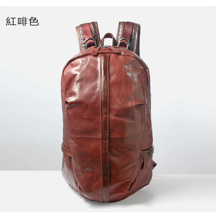 真皮後背包 油蠟牛皮雙肩後背包 頭層牛皮休閑旅行包 復古油蠟皮筆電包 油蠟牛皮電腦包 真皮包包