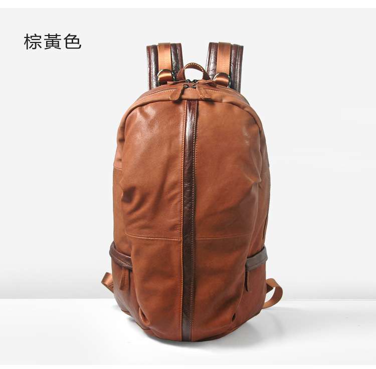 真皮後背包 油蠟牛皮雙肩後背包 頭層牛皮休閑旅行包 復古油蠟皮筆電包 油蠟牛皮電腦包 真皮包包