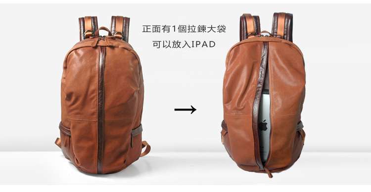 真皮後背包 油蠟牛皮雙肩後背包 頭層牛皮休閑旅行包 復古油蠟皮筆電包 油蠟牛皮電腦包 真皮包包