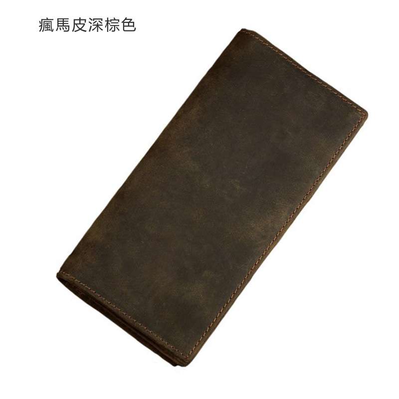 真皮錢包 復古瘋馬皮長豎款錢包 男女真皮錢包 油蠟牛皮長夾 真皮皮夾 多卡位錢包 真皮包包