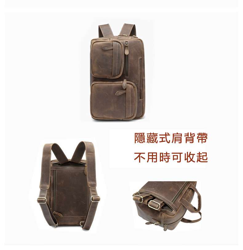 高檔新款多功能旅行包 瘋馬皮雙肩包 頭層牛皮攝影包相機包包 瘋牛皮後背包 多用包包 真皮包包