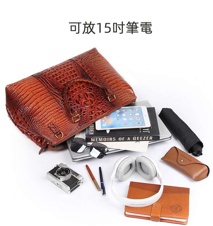 女士鱷魚紋包包 復古時尚牛皮手提包 歐美鱷魚紋頭層牛皮女式包包 真皮肩背包側背包 真皮包包