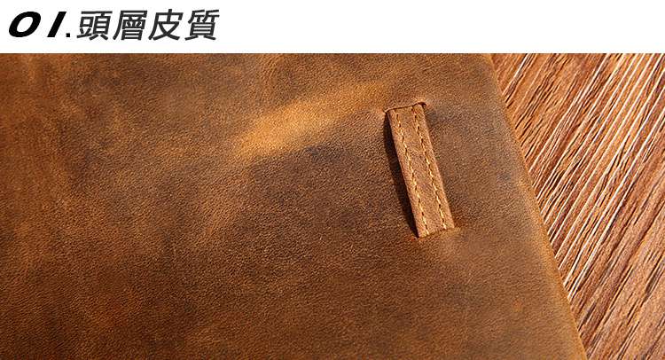 復古瘋馬皮長款錢包 真皮長夾 長款手拿包 頭層牛皮皮夾 大卡位大容量零錢包 真皮包包