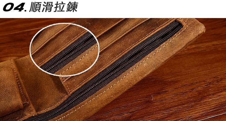 復古瘋馬皮長款錢包 真皮長夾 長款手拿包 頭層牛皮皮夾 大卡位大容量零錢包 真皮包包