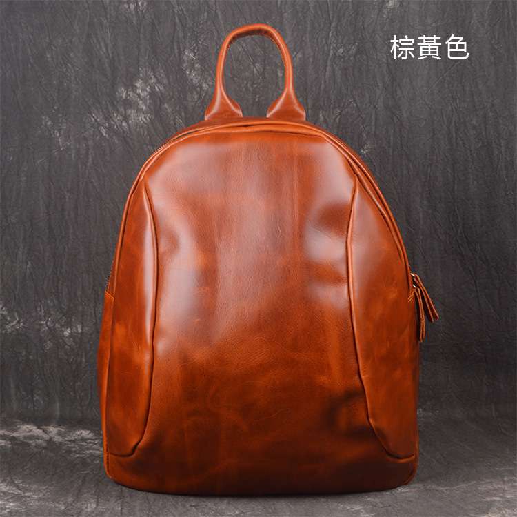 新款時尚潮酷男士後背包 真皮雙肩包 頭層牛皮筆電包 瘋馬皮女士手提包 個性電腦包 真皮包包