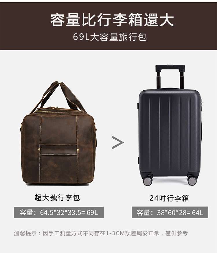 新款霸氣超大號頭層牛皮旅行包 出差旅行超大容量男士行李包 牛皮旅行包