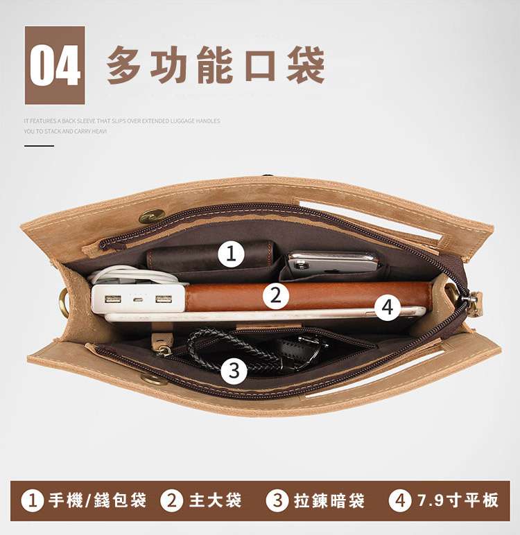 復古瘋馬皮多用包包 手拿包又是斜背包 頭層牛皮斜挎包肩背包 真皮多功能包包