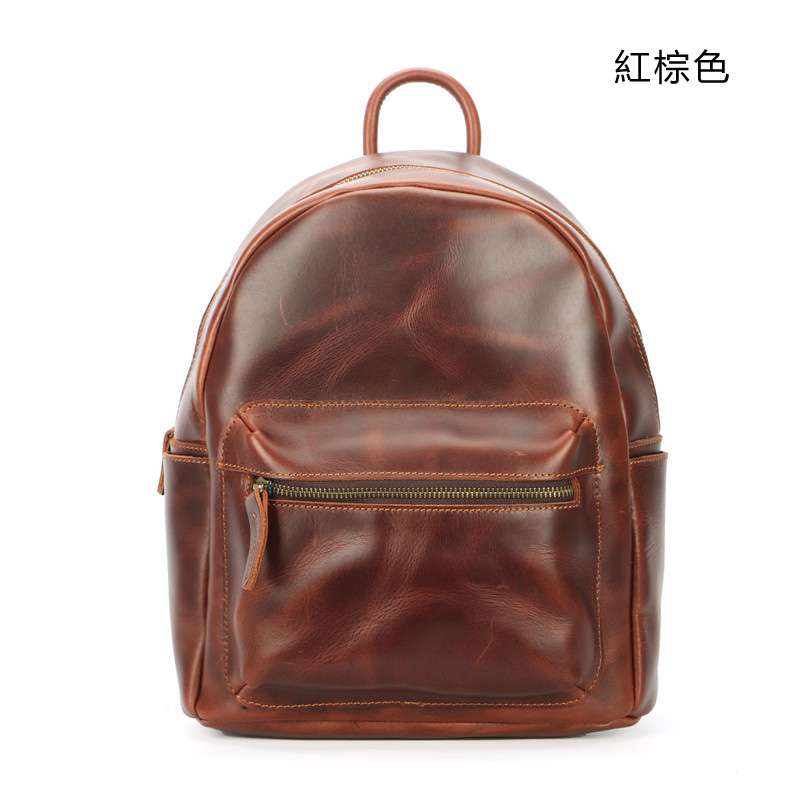 新款女士手工復古後背包 頭層牛皮雙肩包 真皮女式學生小書包 牛皮休閑旅行背包