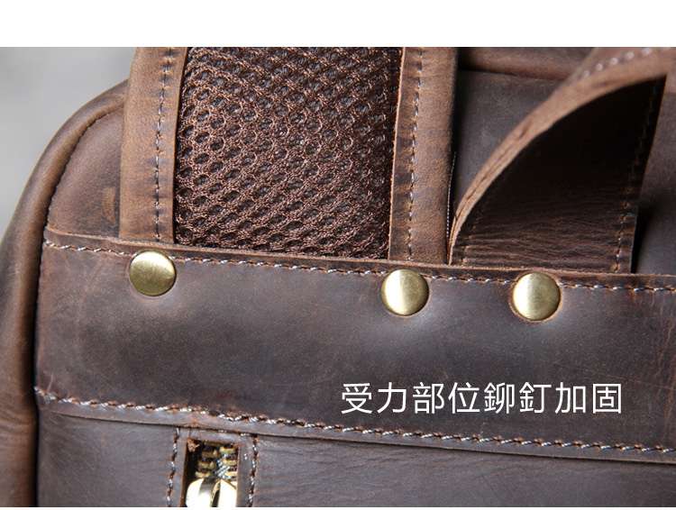 復古瘋馬皮後背包 頭層牛皮男士雙肩背包 真皮原創手工電腦背包 商務筆電包旅行包 包包