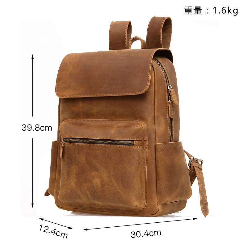 復古瘋馬皮後背包 真皮旅行背包 手工真皮男雙肩包 歐美頭層牛皮戶外大書包 真皮男包 真皮包包