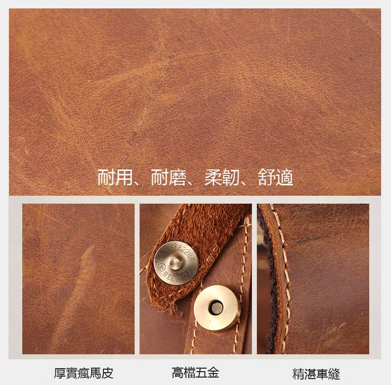 真皮後背包 新款男士雙肩包 大容量復古瘋馬皮旅行背包 登山包男式商務電腦包 真皮包包 真皮男包