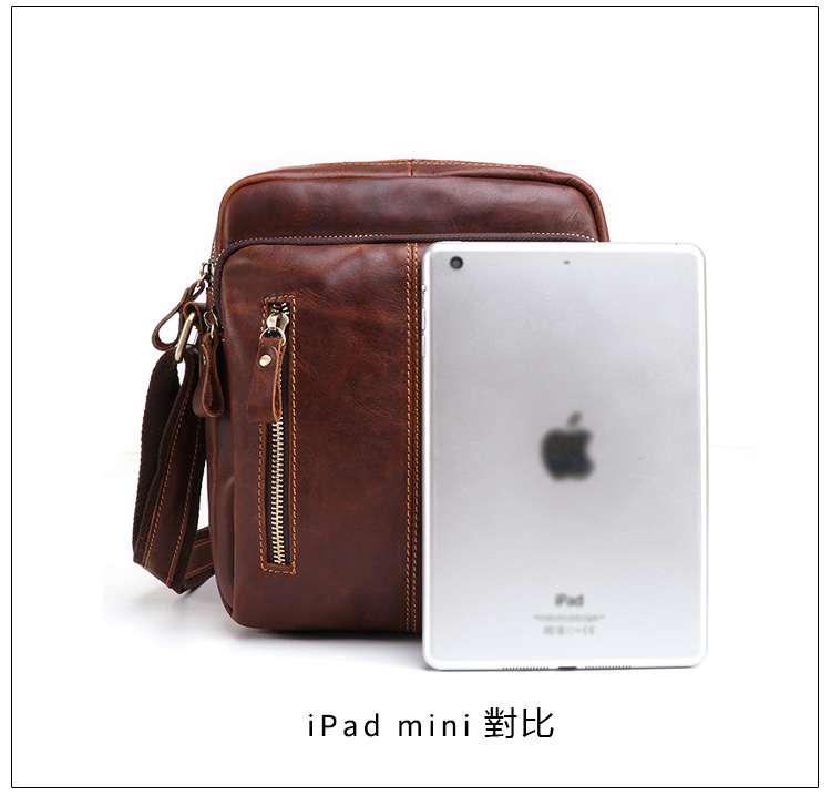 男士休閑包包 復古真皮斜挎包 頭層牛皮潮流斜背包 男士包包 ipad mini單肩包 真皮包包
