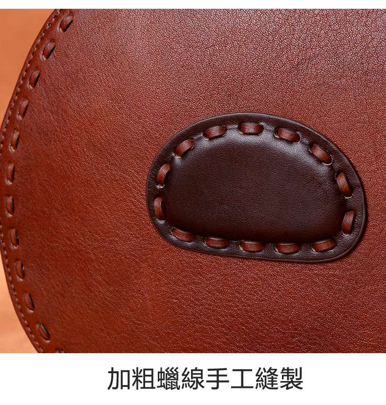 復古手工植鞣牛皮小圓包 原創歐美女式手提斜跨包 頭層牛皮斜背包 真皮女包