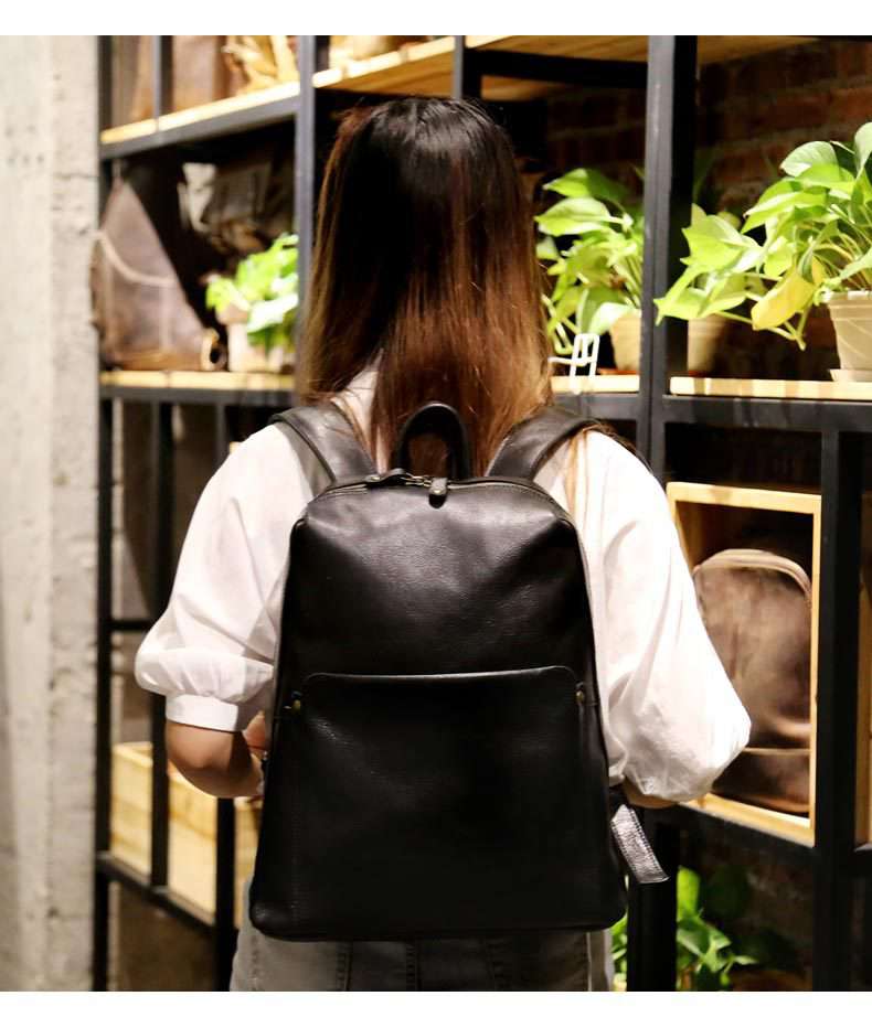 復古頭層牛皮後背包 男女背包 旅行包瘋馬皮雙肩包 潮流14吋電腦小背包 真皮包包