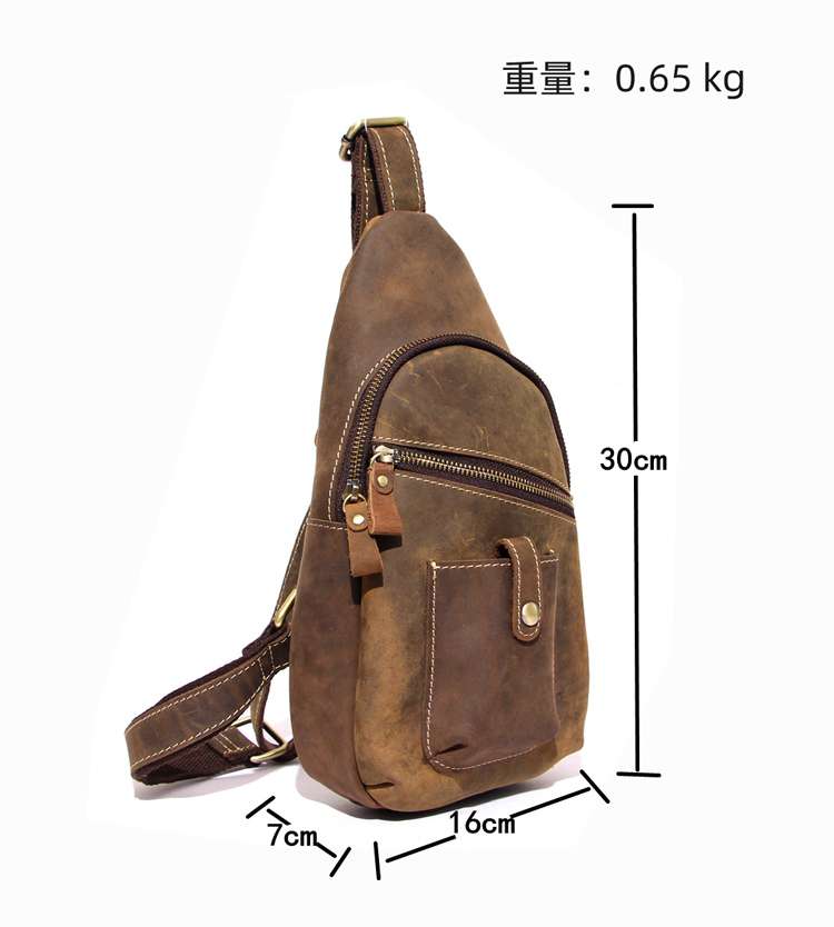 瘋馬皮胸包 純手工小牛皮包包 頭層牛皮斜背包 真皮男包斜挎包ipad包 真皮包包