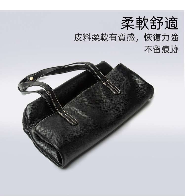 百搭新款真皮單肩包手提包 歐美簡約百搭真皮托特包 大容量軟皮女挎包真皮包包