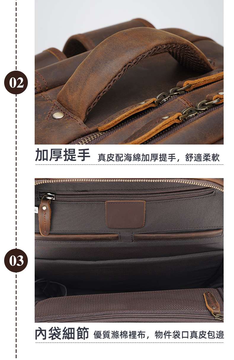 新款多功能戶外旅行包 充電USB學生背包 瘋馬皮雙肩背包 頭層牛皮大容量真皮雙肩後背包  真皮包包