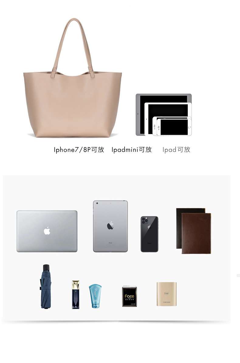 簡約大容量托特包 復古歐美時尚牛皮手提包 女式單肩包 真皮女包 購物手袋包包