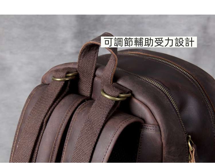 新款大容量瘋馬皮雙肩包 頭層牛皮後背包 貝殼型原創手工背包 男旅行包真皮包包