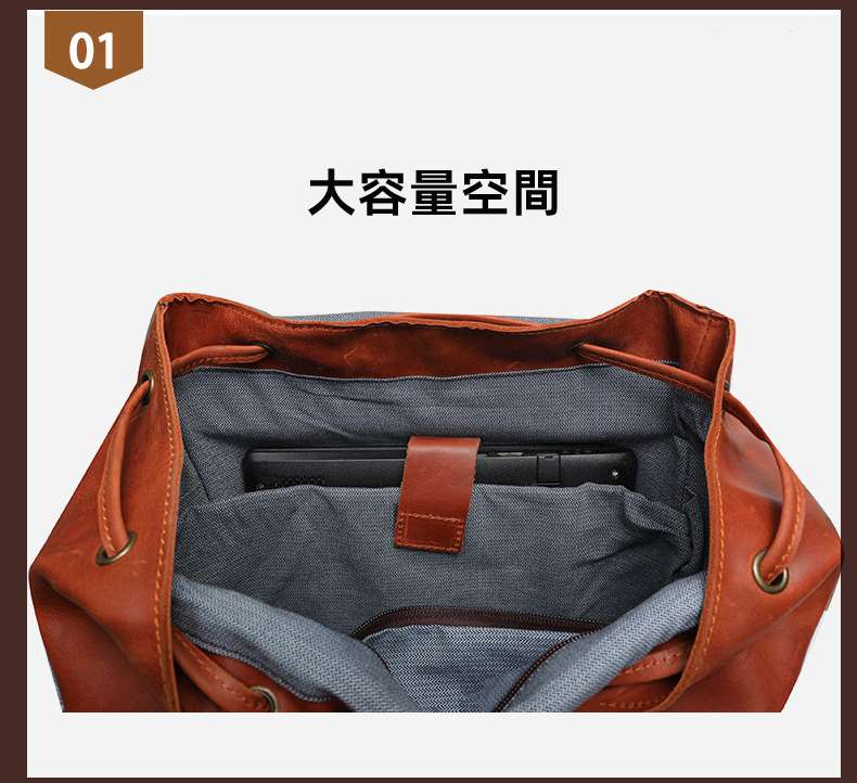 歐美復古頭層牛皮休閒男士雙肩包真皮商務出差電腦背包肩外旅行包 真皮包包 