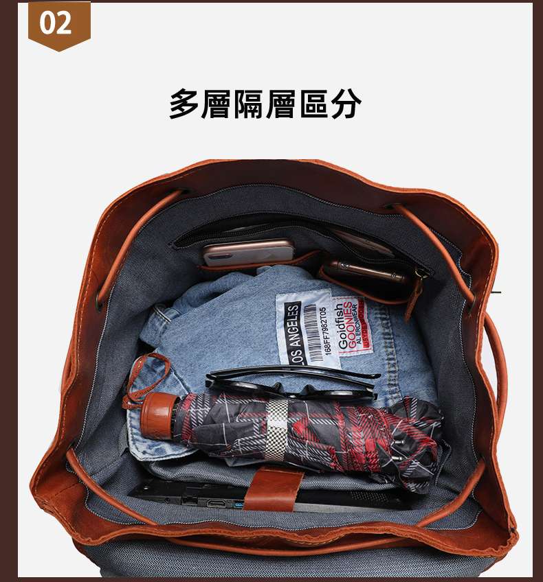 歐美復古頭層牛皮休閒男士雙肩包真皮商務出差電腦背包肩外旅行包 真皮包包 