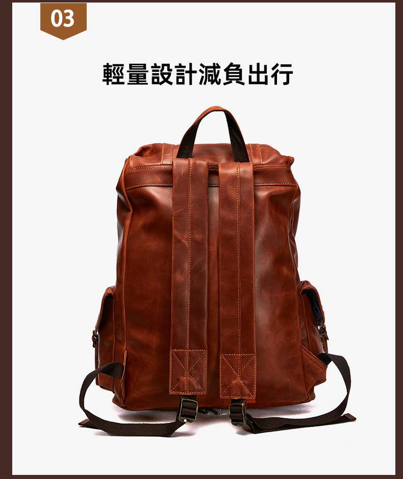 歐美復古頭層牛皮休閒男士雙肩包真皮商務出差電腦背包肩外旅行包 真皮包包 