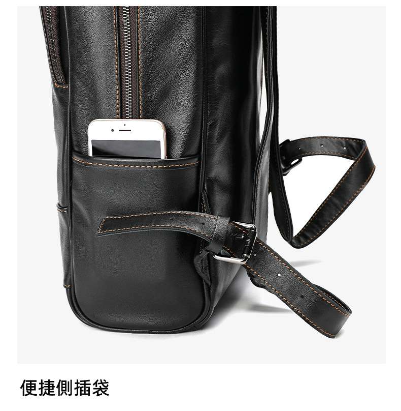 真皮大容量後背包 頭層牛皮雙肩包 出差旅行包 商務電腦包 歐美復古戶外旅行背包 真皮包包 