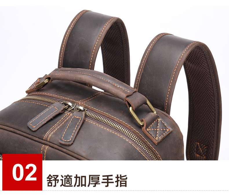 瘋馬皮雙肩後背包 頭層牛皮旅行包 真皮簡約雙肩背包 復古時尚背包 商務電腦包 旅行背包 真皮包包 