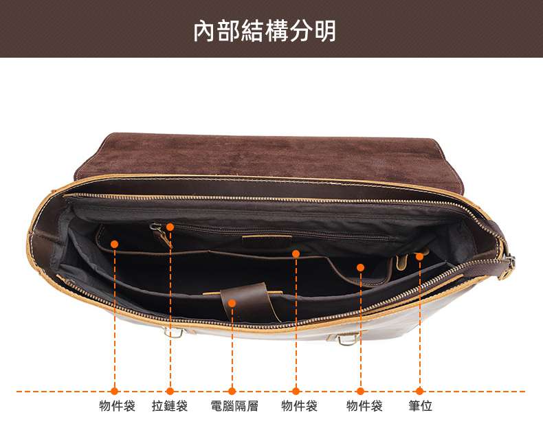 頭層瘋馬皮手提包筆電包 男士真皮商務公事包 瘋馬皮公文包 單肩包斜背包加大版男包側背包電腦包 包包 
