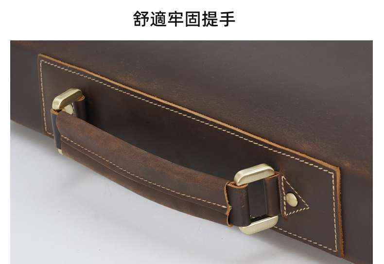 頭層瘋馬皮手提包筆電包 男士真皮商務公事包 瘋馬皮公文包 單肩包斜背包加大版男包側背包電腦包 包包 